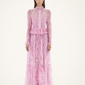 Elegant Pink Lace Maxi Dress
